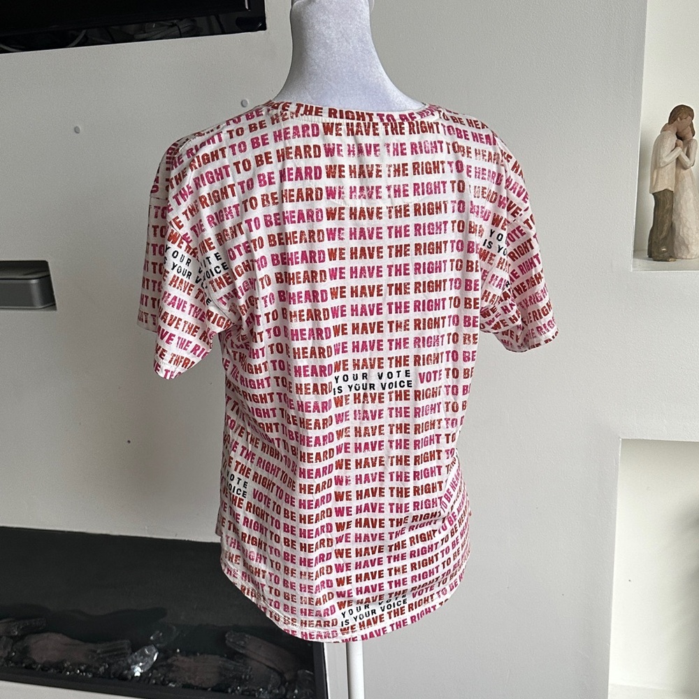Maeve White Tee with Red Text Repeat Message - Picture 3 of 7